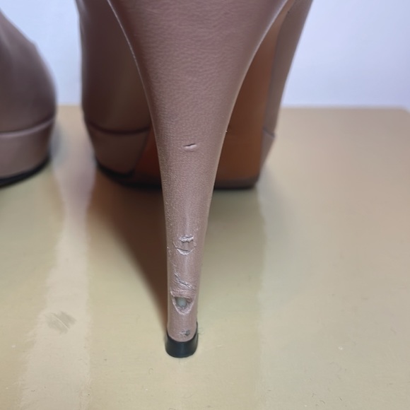 Gucci Leather Platform Pumps Round Toe Shoes Tan Size 40 - Picture 9 of 13